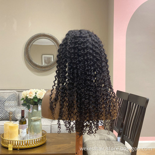 Full Cuticle Curly Headband Wigs Human Hair GlueLess None Lace 10A Virgin Peruvian Head Band Human Hair Wigs